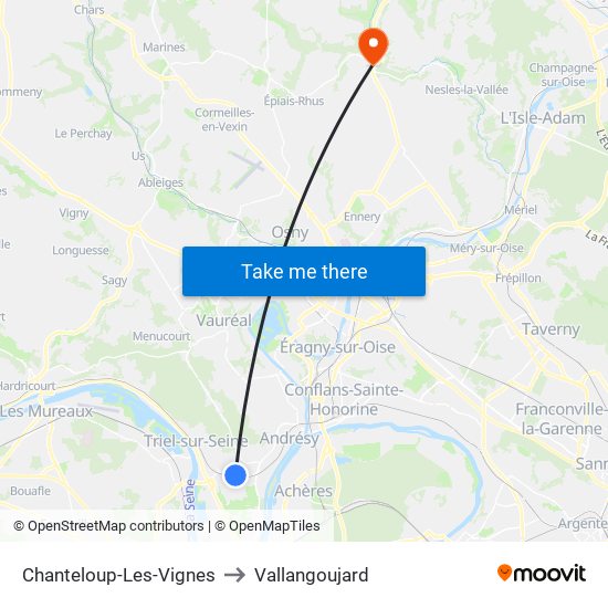 Chanteloup-Les-Vignes to Vallangoujard map