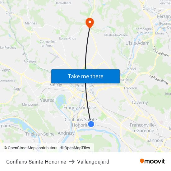 Conflans-Sainte-Honorine to Vallangoujard map
