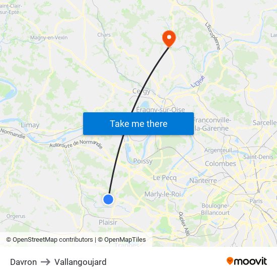 Davron to Vallangoujard map