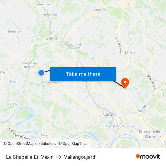 La Chapelle-En-Vexin to Vallangoujard map