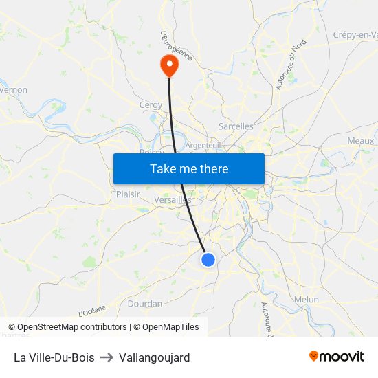 La Ville-Du-Bois to Vallangoujard map