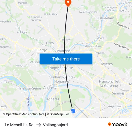Le Mesnil-Le-Roi to Vallangoujard map