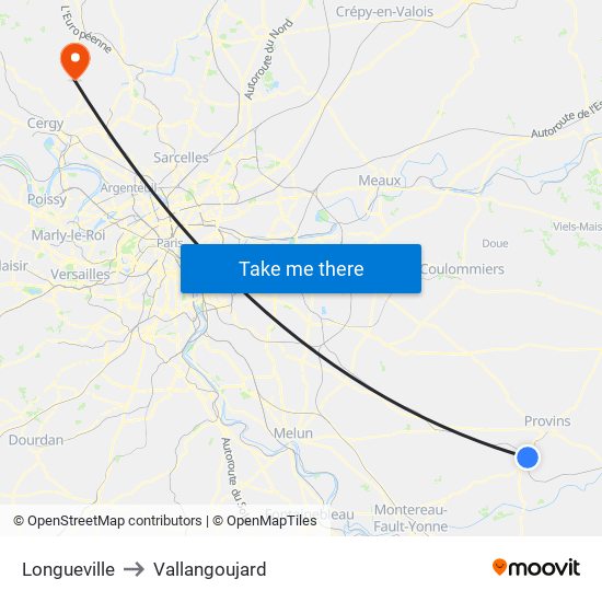 Longueville to Vallangoujard map