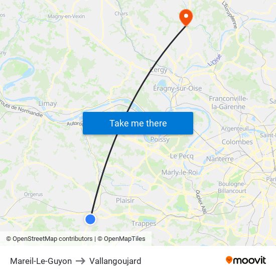 Mareil-Le-Guyon to Vallangoujard map