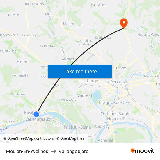 Meulan-En-Yvelines to Vallangoujard map