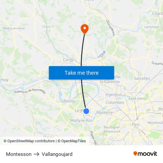 Montesson to Vallangoujard map