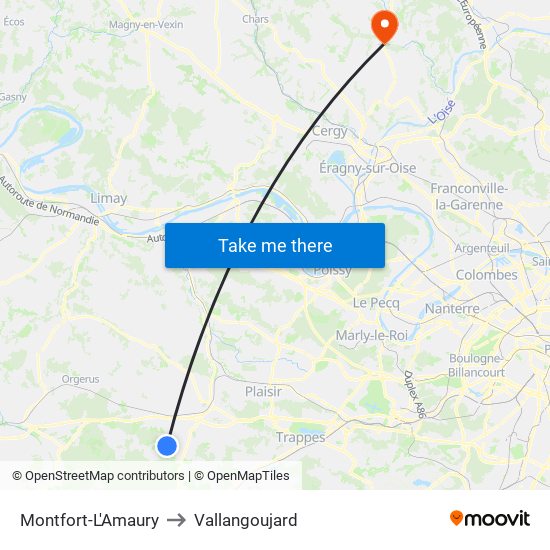 Montfort-L'Amaury to Vallangoujard map