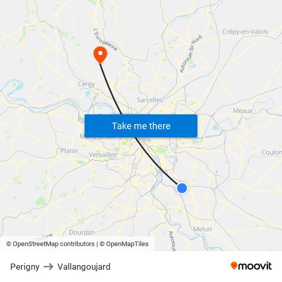 Perigny to Vallangoujard map
