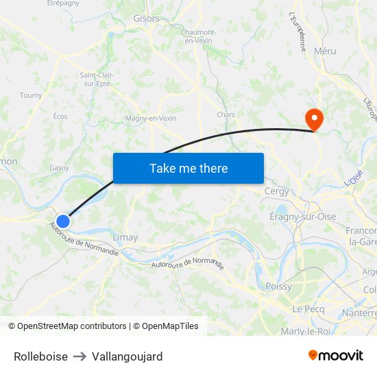 Rolleboise to Vallangoujard map