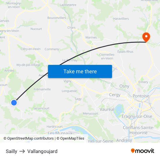 Sailly to Vallangoujard map