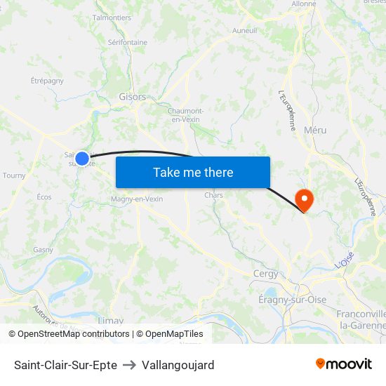 Saint-Clair-Sur-Epte to Vallangoujard map