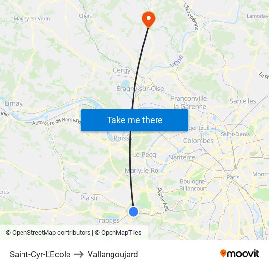 Saint-Cyr-L'Ecole to Vallangoujard map