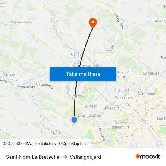 Saint-Nom-La-Breteche to Vallangoujard map