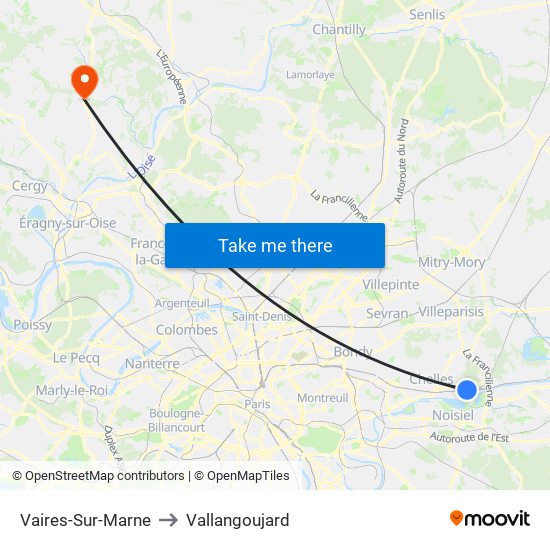 Vaires-Sur-Marne to Vallangoujard map