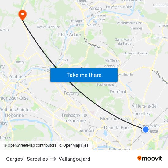 Garges - Sarcelles to Vallangoujard map