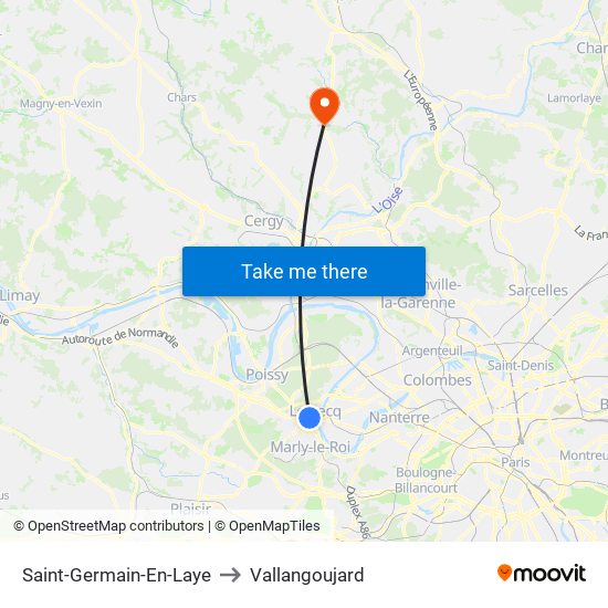 Saint-Germain-En-Laye to Vallangoujard map