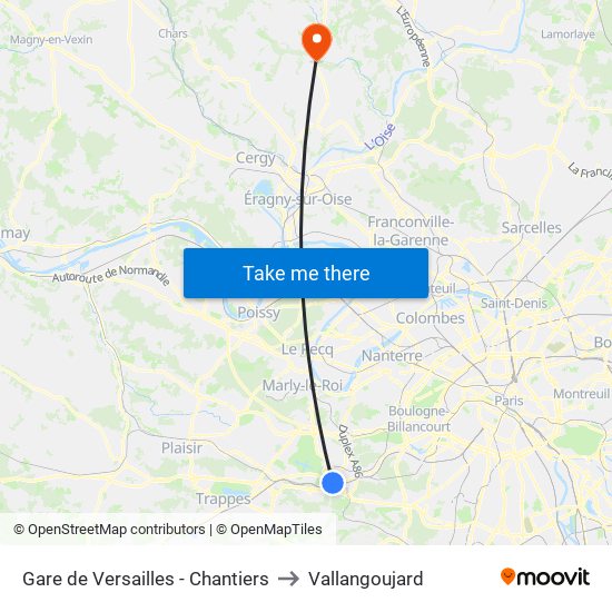 Gare de Versailles - Chantiers to Vallangoujard map