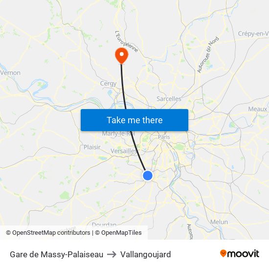 Gare de Massy-Palaiseau to Vallangoujard map
