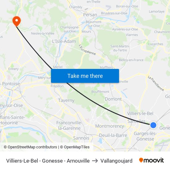 Villiers-Le-Bel - Gonesse - Arnouville to Vallangoujard map