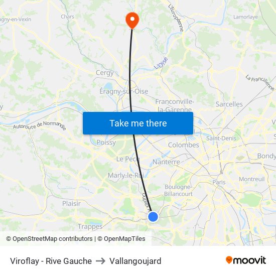 Viroflay - Rive Gauche to Vallangoujard map