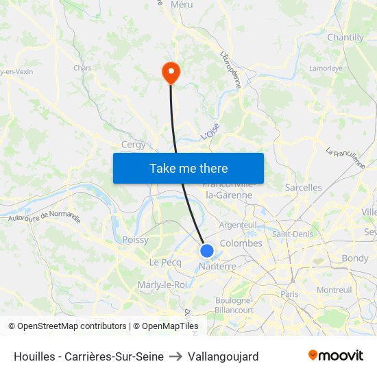 Houilles - Carrières-Sur-Seine to Vallangoujard map
