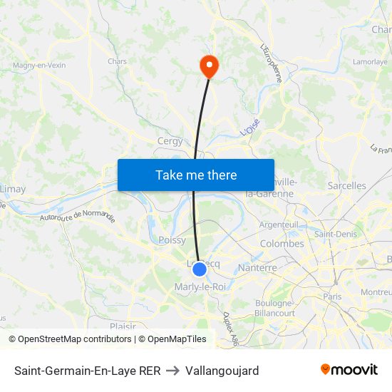 Saint-Germain-En-Laye RER to Vallangoujard map
