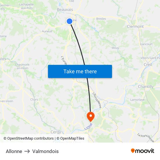 Allonne to Valmondois map