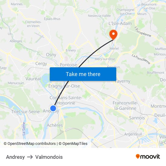 Andresy to Valmondois map