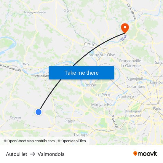 Autouillet to Valmondois map