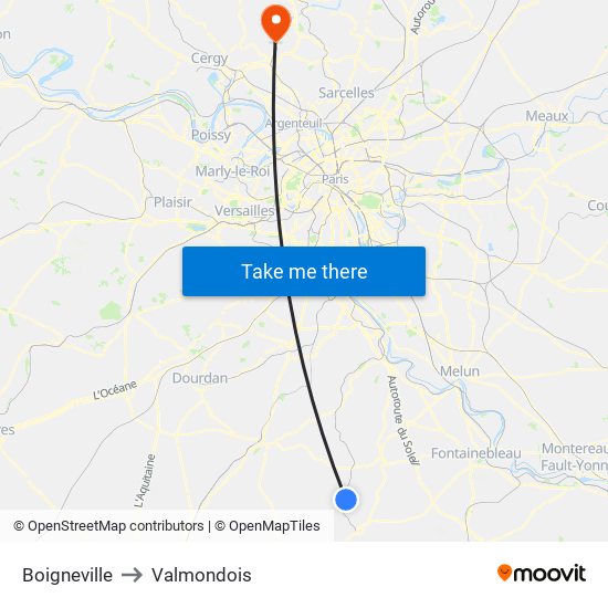 Boigneville to Valmondois map