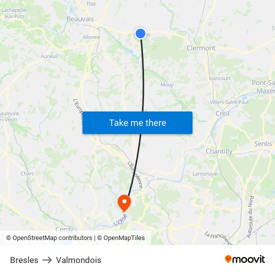 Bresles to Valmondois map