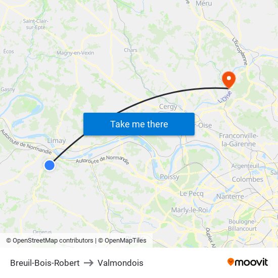 Breuil-Bois-Robert to Valmondois map
