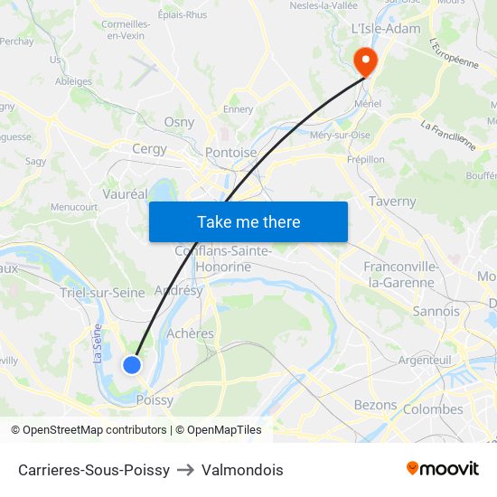 Carrieres-Sous-Poissy to Valmondois map