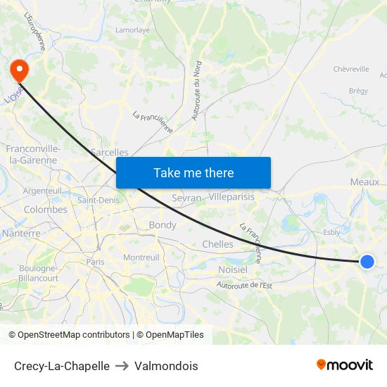Crecy-La-Chapelle to Valmondois map