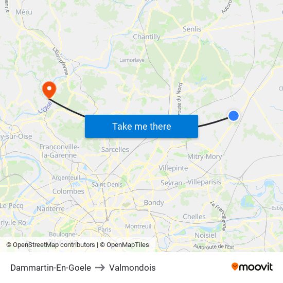Dammartin-En-Goele to Valmondois map