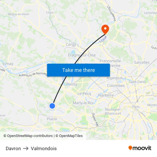 Davron to Valmondois map