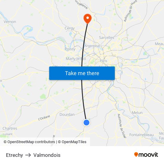Etrechy to Valmondois map