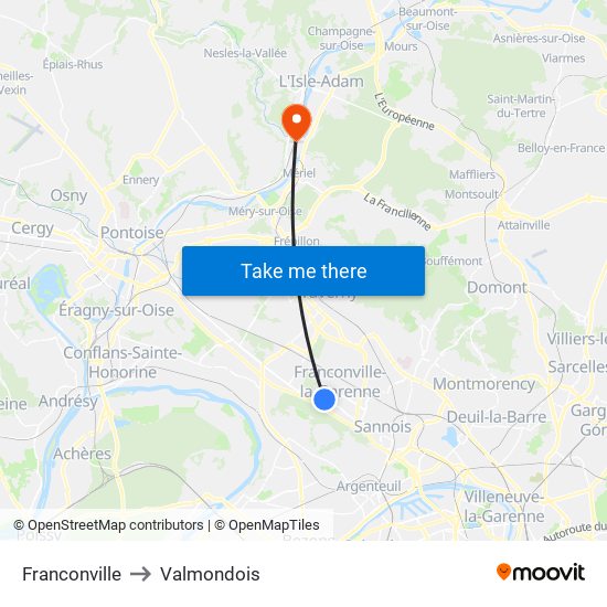 Franconville to Valmondois map