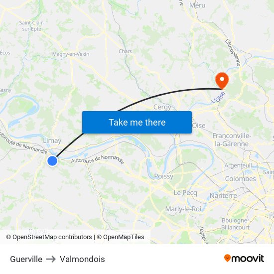 Guerville to Valmondois map