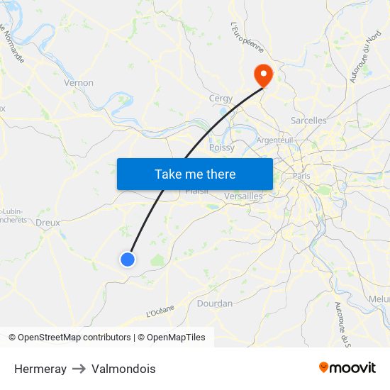 Hermeray to Valmondois map