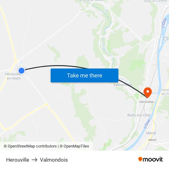 Herouville to Valmondois map