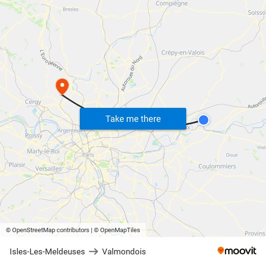 Isles-Les-Meldeuses to Valmondois map