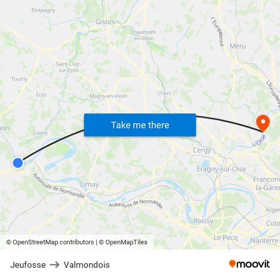 Jeufosse to Valmondois map