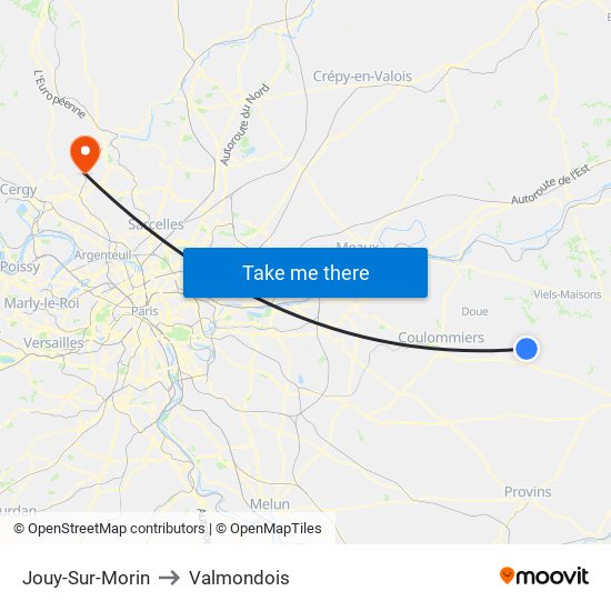 Jouy-Sur-Morin to Valmondois map