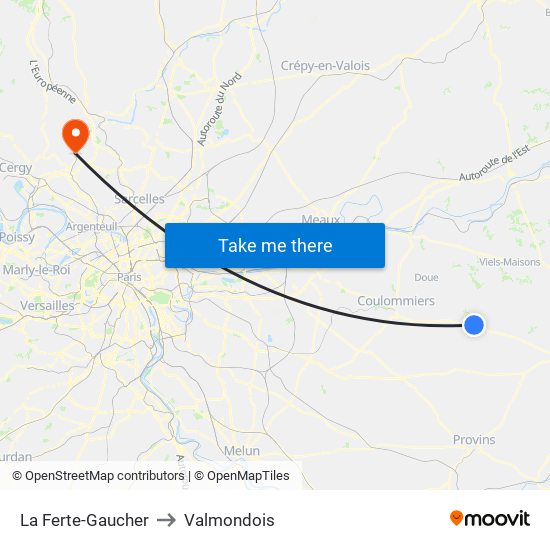 La Ferte-Gaucher to Valmondois map