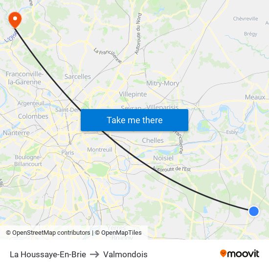 La Houssaye-En-Brie to Valmondois map