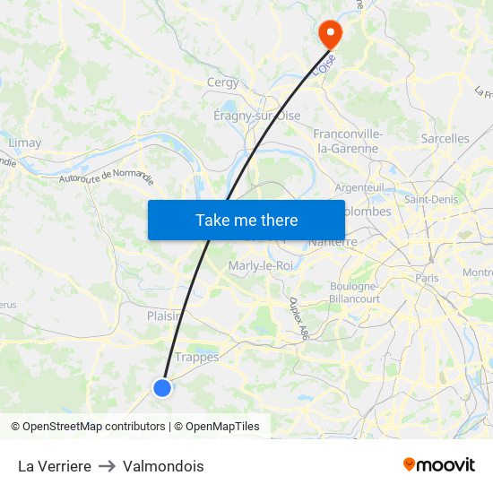 La Verriere to Valmondois map