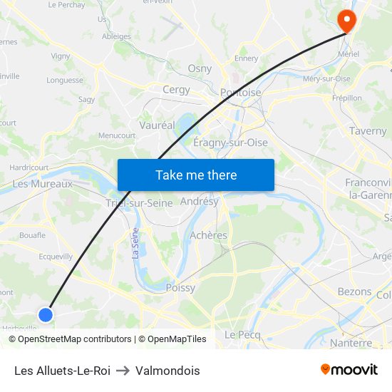 Les Alluets-Le-Roi to Valmondois map