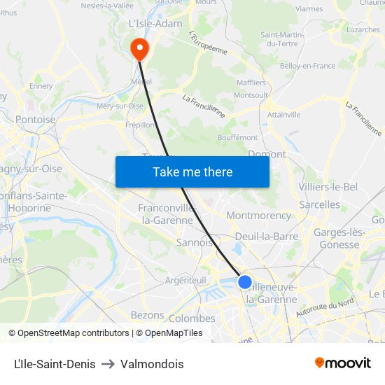 L'Ile-Saint-Denis to Valmondois map