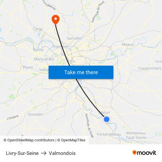 Livry-Sur-Seine to Valmondois map